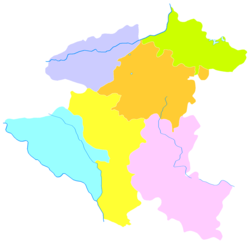 Ziyun is the southernmost division (pink) in this map of Anshun