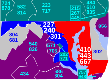 area codes 227, 240, and 301. These numbers are related to the main zip codes of Maryland.