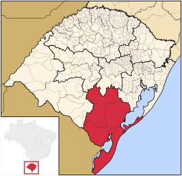 Ligging van de Braziliaanse mesoregio Sudeste Rio-Grandense in Rio Grande do Sul