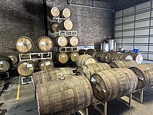 Aging barrels at Goose Island Brewery in Chicago