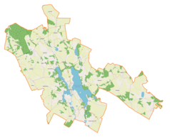 Mapa konturowa gminy Dąbrówno, u góry nieco na lewo znajduje się punkt z opisem „Tułodziad”