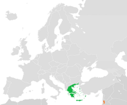 Map indicating locations of Greece and Palestine