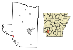 Location of Fulton in Hempstead County, Arkansas.