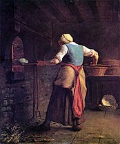 Jean-François Millet'in Ekmek Pişiren Kadın adlı tablosunda tasvir edilen fırın (1854)