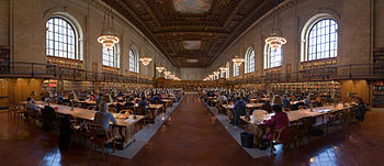 Salão de pesquisa, Biblioteca Pública de Nova Iorque. Nova Iorque, Estados Unidos.