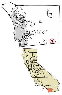 Location of Boulevard in San Diego County, California.