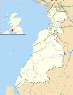 Mapa konturowa South Ayrshire, u góry po prawej znajduje się punkt z opisem „PIK”