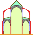 Basilica, navi media cum claristorio (fenestrae supra naves laterales positae)