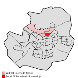 Lage von Roombeek-Roomveldje in der Gemeinde Enschede