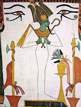 Osiris como um governante do além, detalhe da tumba de Senedjem