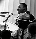 מרטין לותר קינג נואם את הנאום יש לי חלום, צילום משנת 1963