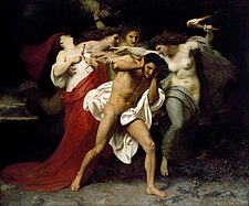 Furie pronásledují Oresta, William-Adolphe Bouguereau (1825–1905)