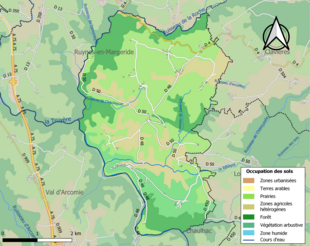 Carte en couleurs présentant l'occupation des sols.