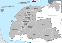 Läget för kommunen Baltrum i Landkreis Aurich