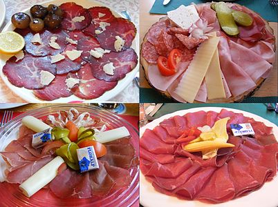 Các món thịt khô từ bang Graubünden, Thụy Sĩ – thịt bò khô, coppa, prosciutto và thịt nguội nấu