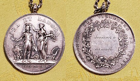 Médaille de la Fête des Vignerons de 1889 montée en pendentif.