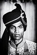 Groom in the traditional dress of Bangladesh in a wedding ceremony.