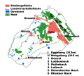 Overzichtskaart gemeente Halle; de dikke gele streep is de oude B68 Dissen am Teutoburger Wald - Bielefeld-Brackwede.