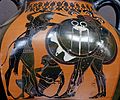 Il tripode sullo scudo di Gerione in combattimento con Eracle. Anfora attica a figure nere dal Louvre (ca. 540 a.C.)