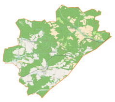 Mapa konturowa gminy Horyniec-Zdrój, u góry nieco na prawo znajduje się punkt z opisem „Monasterz”