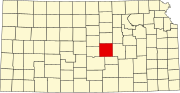 Map of Kansas highlighting McPherson County