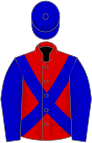 Red, blue cross-belts, sleeves and cap