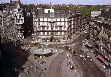 Stureplan år 1938–1939, med Hotel Anglais i mitten (rivet 1959)