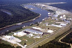 Aerial view of Vicksburg Harbor