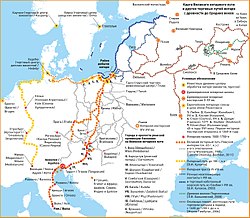 Mapa con a ruta de l'ambre, una d'as mas antigas rutas comercials conoixidas.