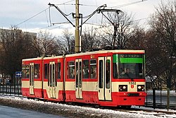 Tramvaj Konstal 114Na na trati v Gdaňsku