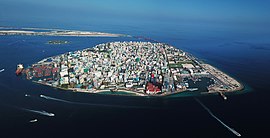 Aerial view of the whole of Malé proper on the eponymous island