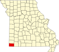 Map of Misuri highlighting McDonald County