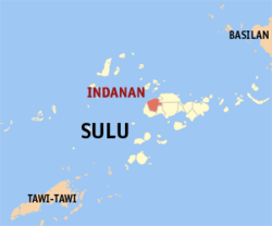 Map of Sulu with Indanan highlighted