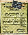 First Class Outward Ticket Series B for S.S. Giulio Cesare sailing on 7 July 1923 from New York to Naples, Italy