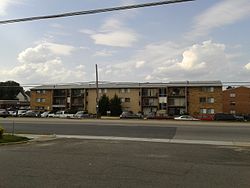 Apartment complex in Woodlawn, typical of those found locally in the Route 1 corridor