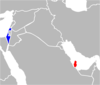 Location map for Israel and Qatar.