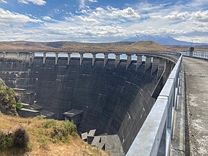 Lake Moawhango and Mt Ruapehu from the Moawhango Dam, January 2022