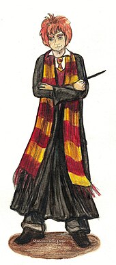 Une représentation de Ronald Weasleyà l'aquarelle et au fusain.