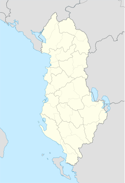 Tirana markerat på kartan över Albanien