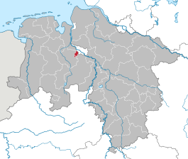 Byen Delmenhorsts beliggenhed i Niedersachsen