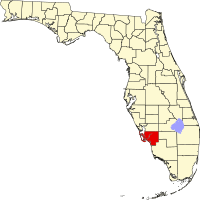 Locatie van Lee County in Florida