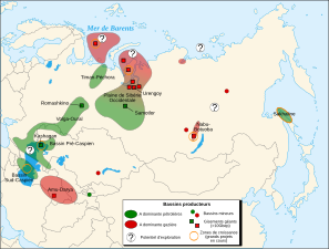 Carte montrant les gisements de pétroles dans les anciennes républiques soviétiques.