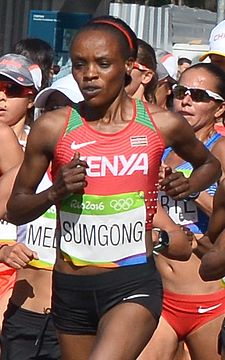 Jemima Sungong mientres a cursa de Río 2016.