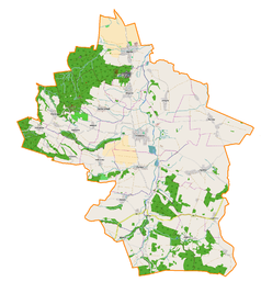 Mapa konturowa gminy Przeworno, w centrum znajduje się punkt z opisem „Przeworno”