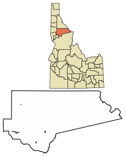 Location of Pierce in Clearwater County, Idaho.