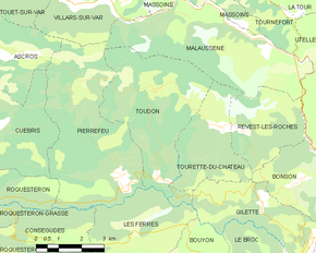 Poziția localității Toudon