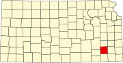 Map of Kansas highlighting Wilson County