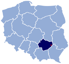 Localização de Sandomierz na Polónia