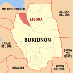 Bản đồ Bukidnon với vị trí của Libona, Bukidnon