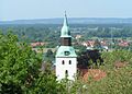 Gezicht op Bad Essen vanaf het Wiehengebirge naar de Stemweder Berg